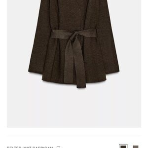 Zara Brown Knit Belted Cardigan